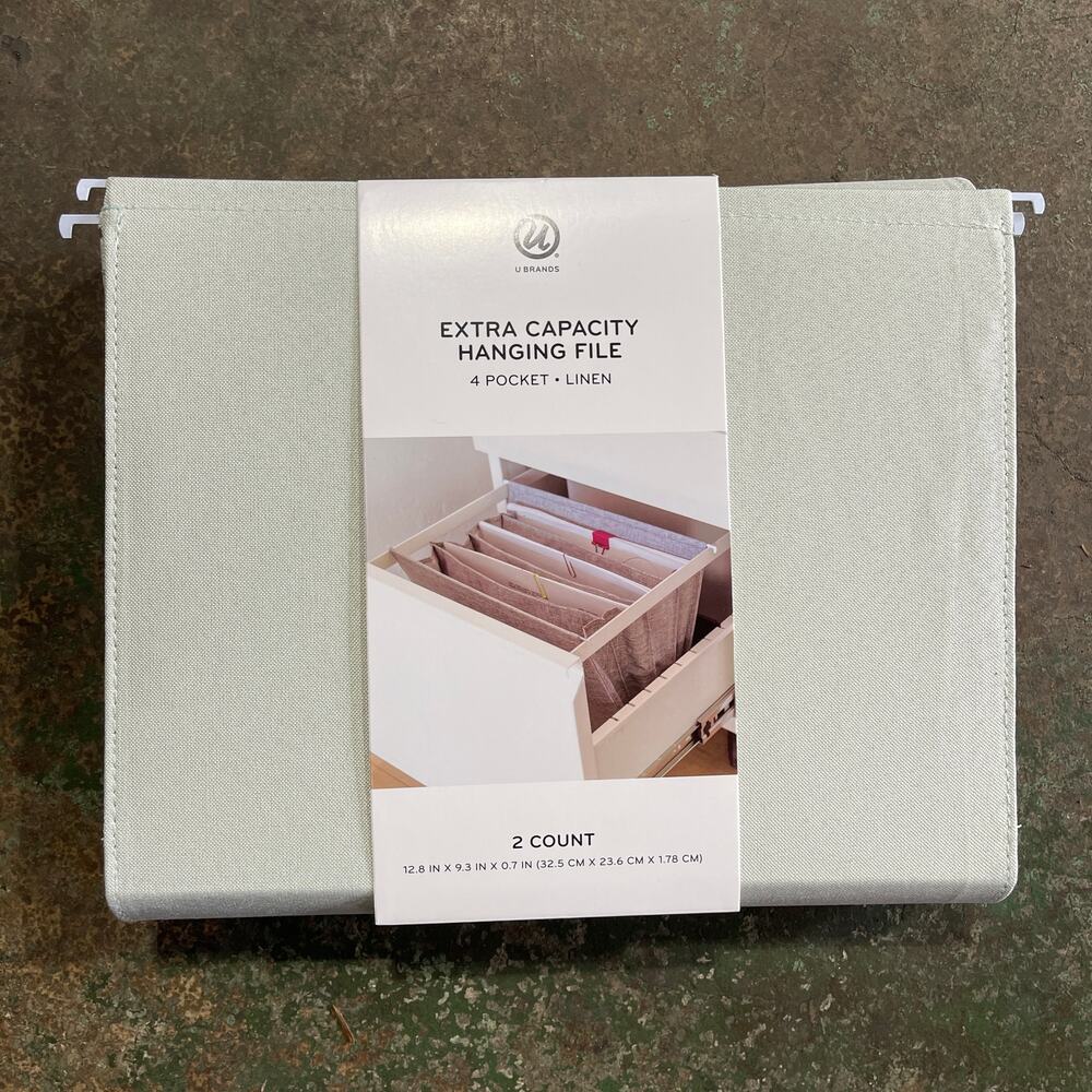 Hanging File Extra Capacity 4 Pocket Linen 2 Pack Standard Size